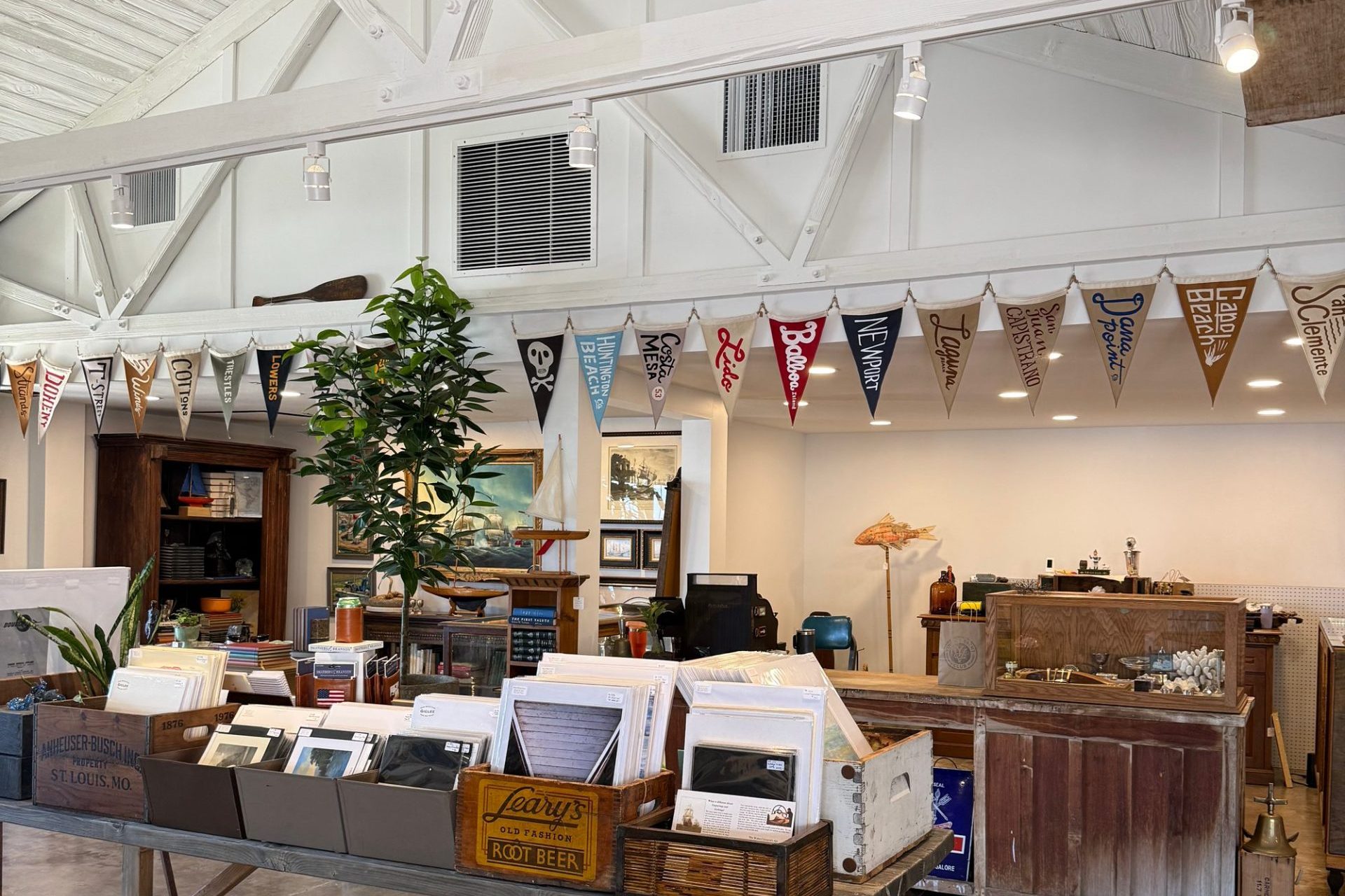 Sailing Flags, Vintage Records and Books on Display